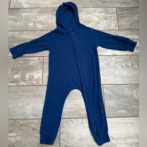 Kyte Baby Toddler Blue Hooded Jersey Romper Bamboo Long Sleeve 18-24 Months